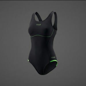 TRIØ Performance Swimsuit für Damen: Professioneller Triathlon Badeanzug in Schwarz mit Neon-Details